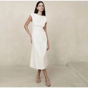 Banana Republic Lina Linen White Midi Dress Size 6 PETITE NWOT RT$160
